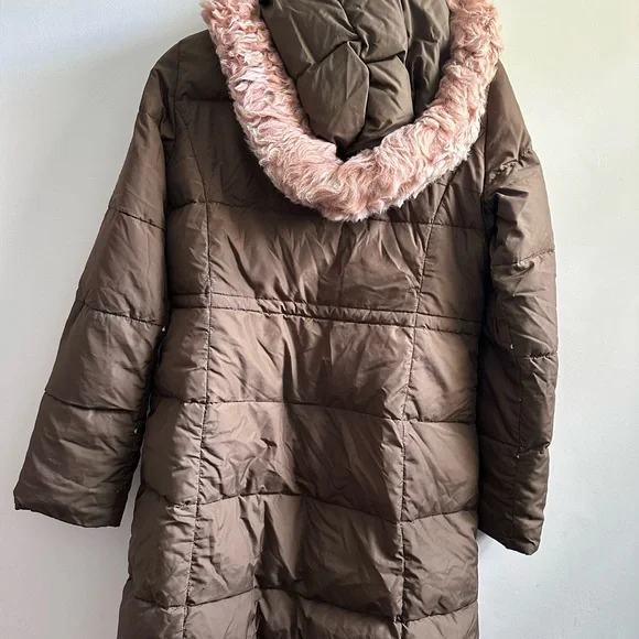 J.CREW Olive Green Puffer Coat with Faux Fur Hood - Picture 2 of 2